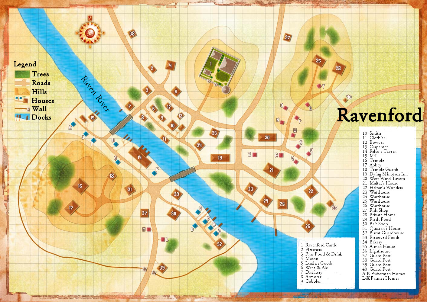 Ravenford town map